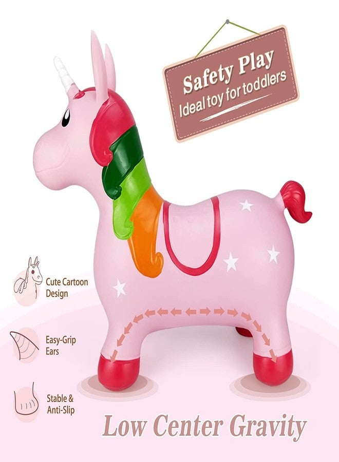 TECH LOGO ELECTRONICS Unicorn Bouncy Horse, Inflatable Animals Hopper for Toddlers, Ride on Rubber Jumping Toys for Baby Girl or Boy 1st Birthday Gift 2 3 4 Year Old (Multi) - Image 3